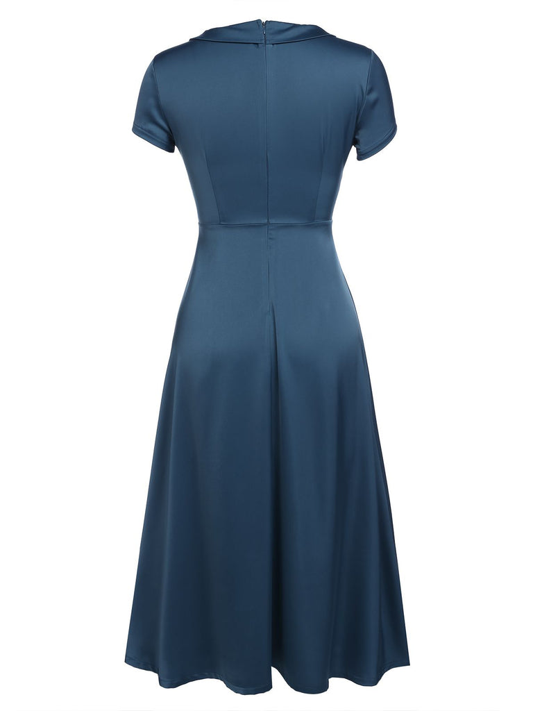 [Vorverkauf] BLAU VINTAGE KURZARM SWING KLEID