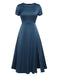 [Vorverkauf] BLAU VINTAGE KURZARM SWING KLEID