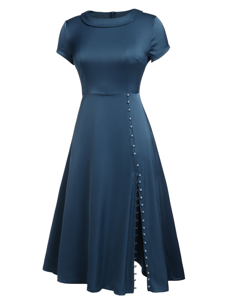 [Vorverkauf] BLAU VINTAGE KURZARM SWING KLEID
