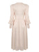 [Vorverkauf] Beige 1940er Solide Seide Geknöpft Tee Kleid