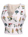 WEISS BLUMEN V-AUSSCHNIT TOPS