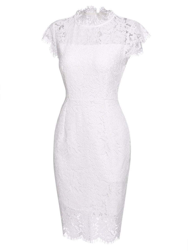 [CZ Lager] 1960er Blumen Spitze Einfarbig Bleistift Kleid