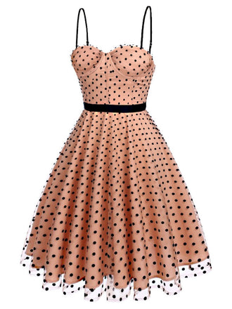 NACKT PLOKA DOT GÜRTEL SPAGHETTI SWING KLEID