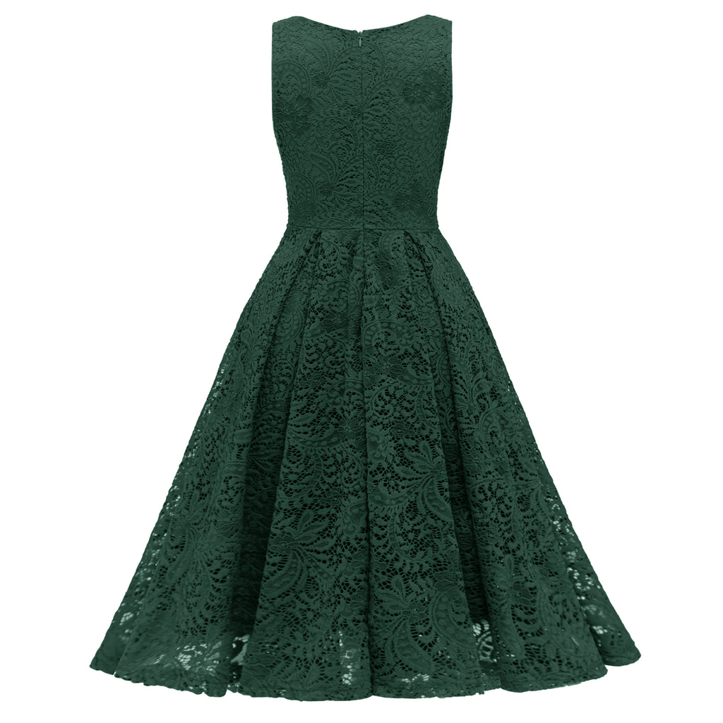 Rot 1950ER SPITZE BLUMEN SWING KLEID