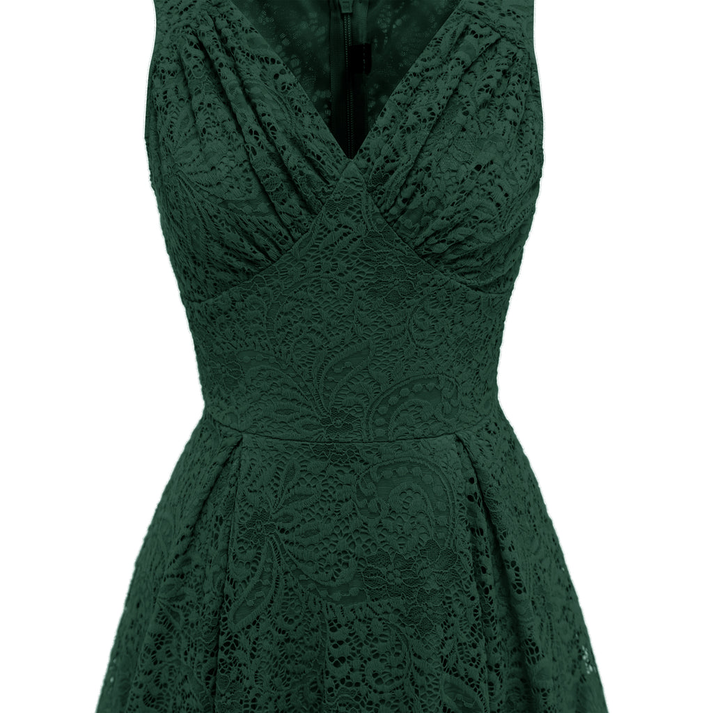 Rot 1950ER SPITZE BLUMEN SWING KLEID