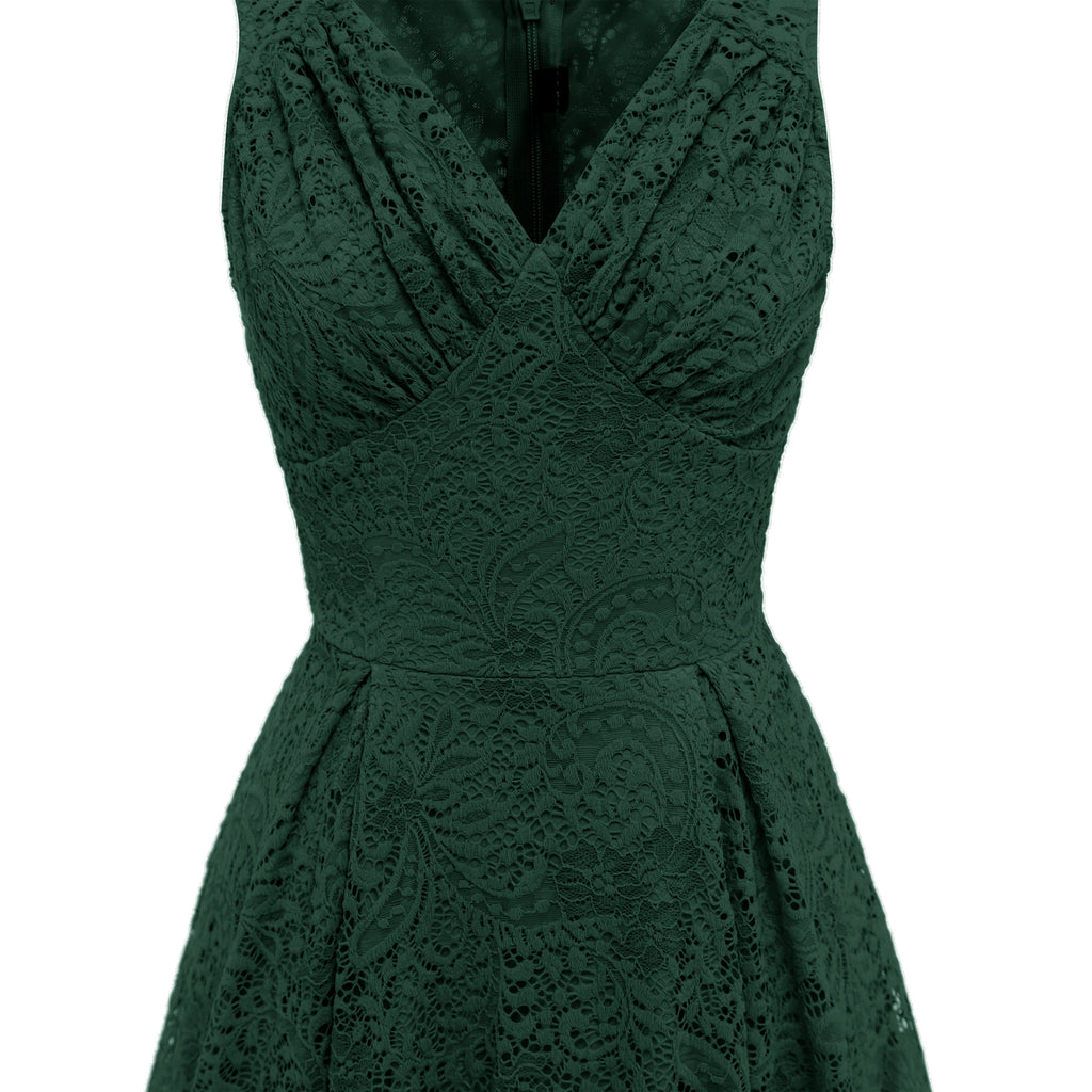 Rosa 1950ER SPITZE BLUMEN SWING KLEID