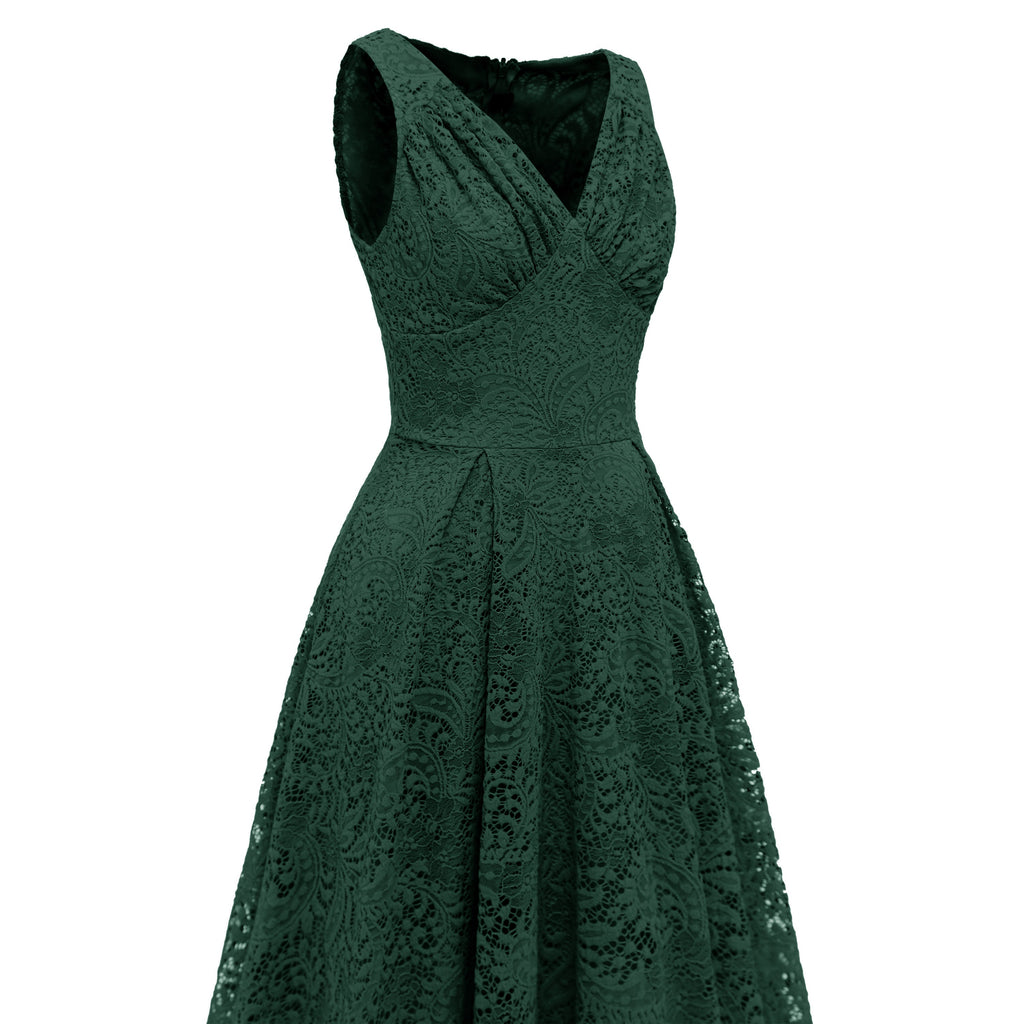 Rosa 1950ER SPITZE BLUMEN SWING KLEID