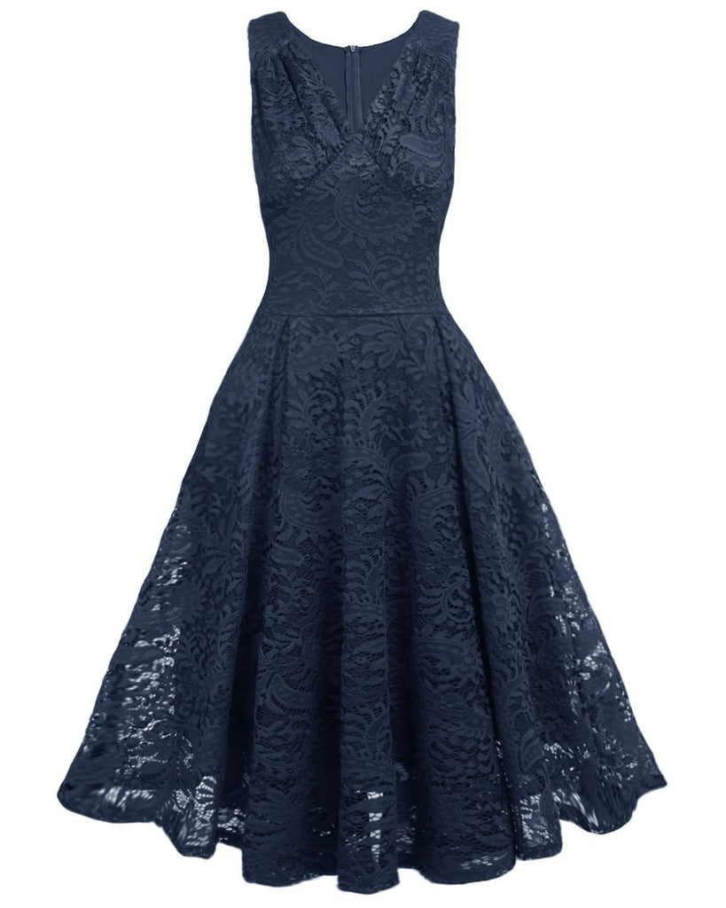 1950ER SPITZE BLUMEN SWING KLEID