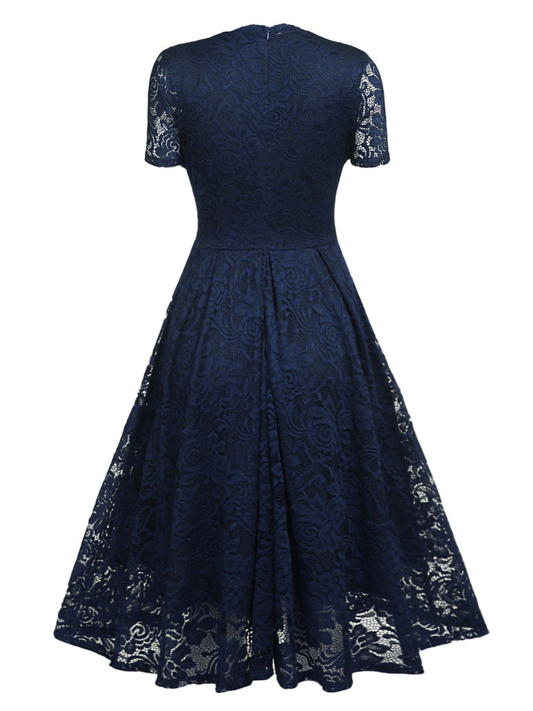 1950ER V-AUSSCHNITT SPITZEN SWING KLEID