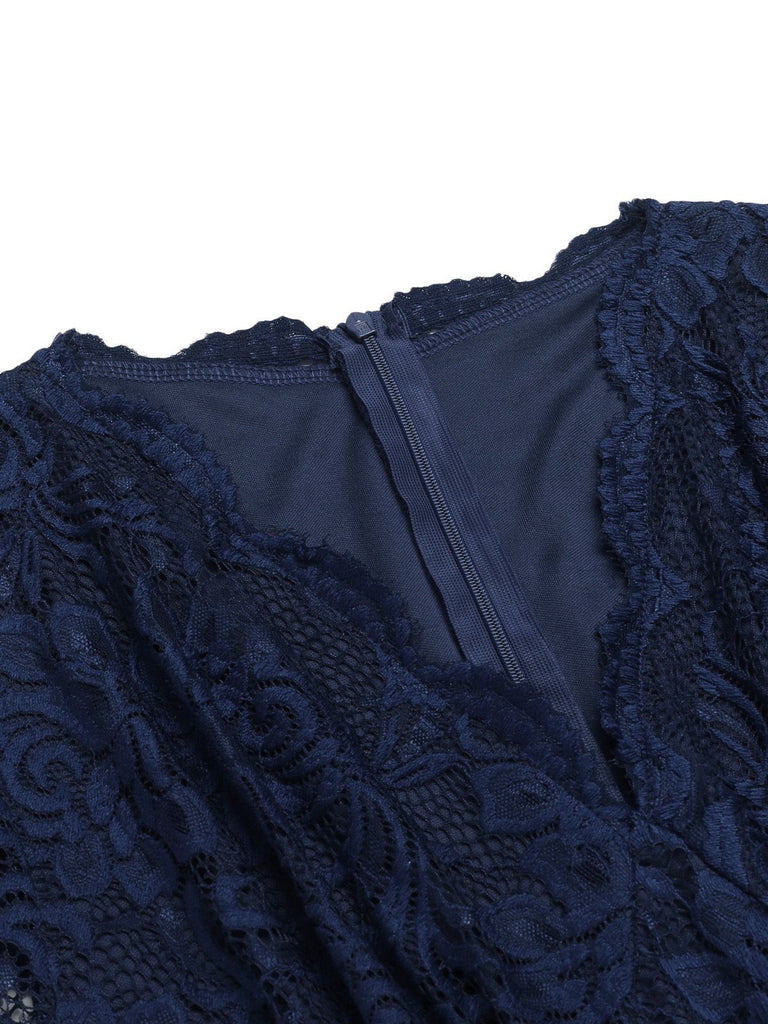 1950ER V-AUSSCHNITT SPITZEN SWING KLEID