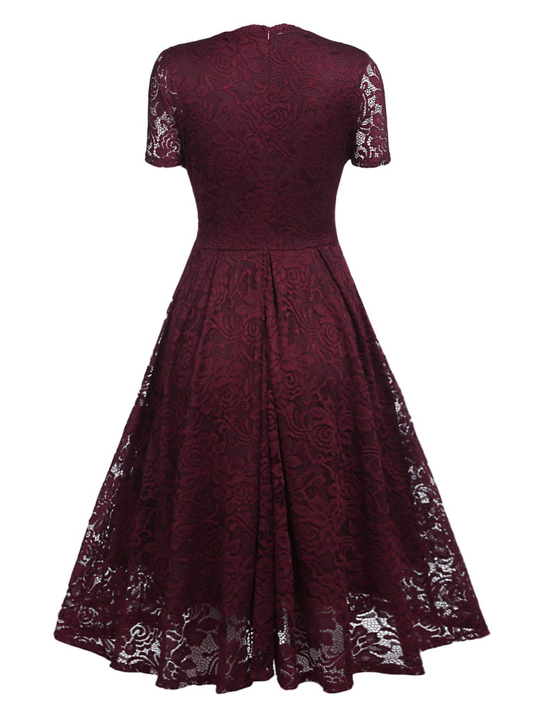 1950ER V-AUSSCHNITT SPITZEN SWING KLEID