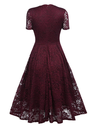1950ER V-AUSSCHNITT SPITZEN SWING KLEID