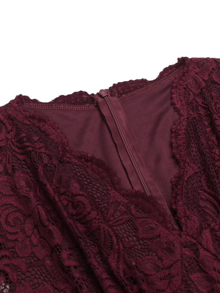 1950ER V-AUSSCHNITT SPITZEN SWING KLEID