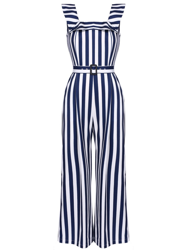 1950ER BLAU STRIPED JUMPSUIT