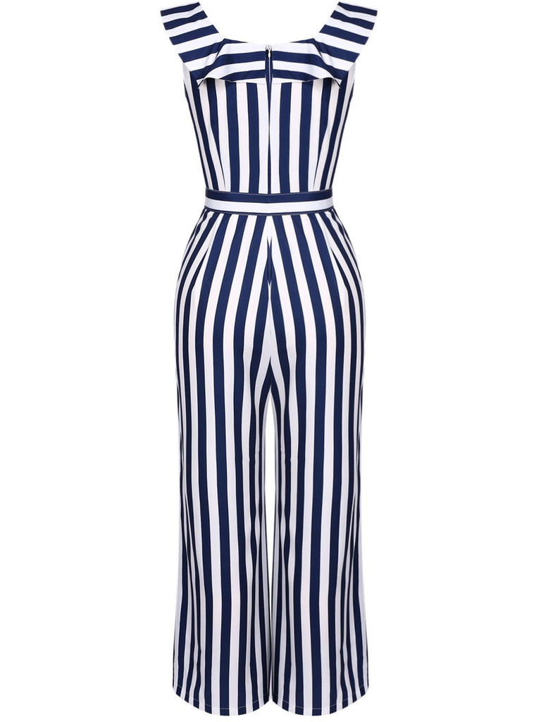 1950ER BLAU STRIPED JUMPSUIT
