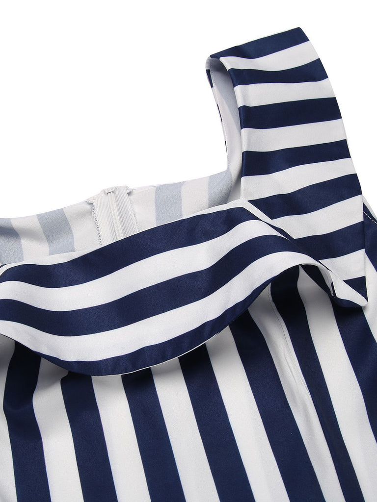 1950ER BLAU STRIPED JUMPSUIT