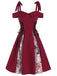 ROT SPAGHETTI SWING KLEID MIT SPINNENNETZ