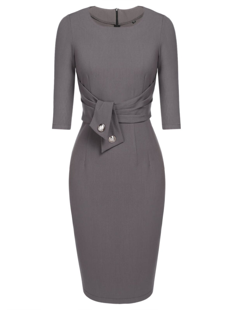 1960ER VINTAGE GRAU PENCIL KLEID