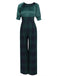 Grün 1930er Karo Patchwork Puff Jumpsuit
