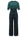 Grün 1930er Karo Patchwork Puff Jumpsuit