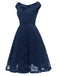 1950ER BLUMEN V-AUSSCHNITT SPITEN SWINGKLEID