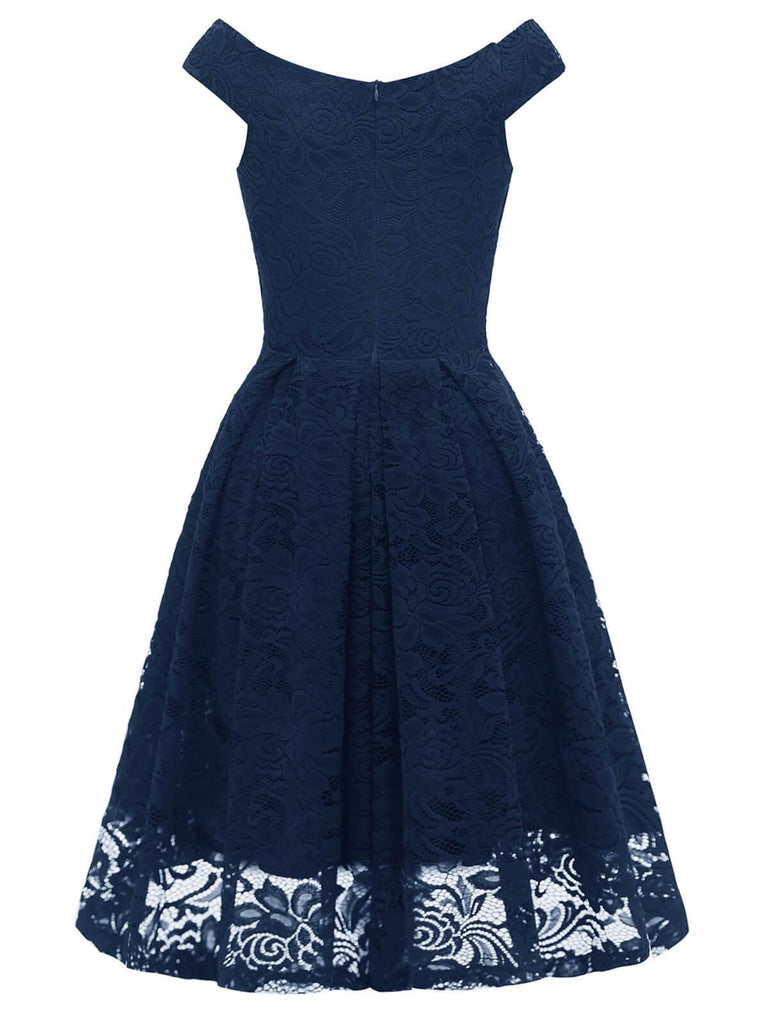 1950ER BLUMEN V-AUSSCHNITT SPITEN SWINGKLEID
