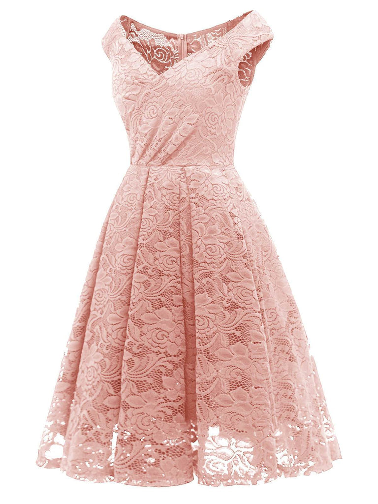 1950ER BLUMEN V-AUSSCHNITT SPITEN SWINGKLEID