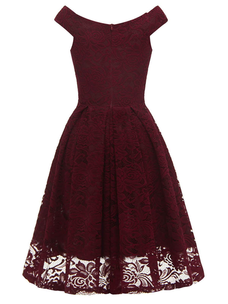 1950ER BLUMEN V-AUSSCHNITT SPITEN SWINGKLEID