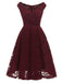 1950ER BLUMEN V-AUSSCHNITT SPITEN SWINGKLEID