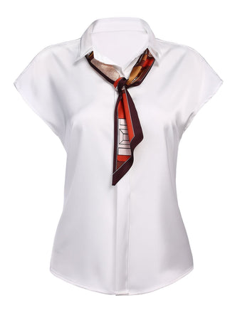 2PCS weiße feste Bluse & grauer Bleistiftrock