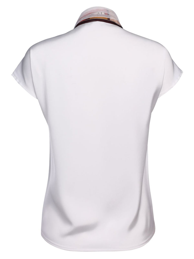 2PCS weiße feste Bluse & grauer Bleistiftrock