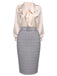 2PCS Aprikose Solide Bluse & Grauer Rock