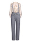 2PCS APRIKOSE SOLIDE BLUSE & GRAUE HOSE