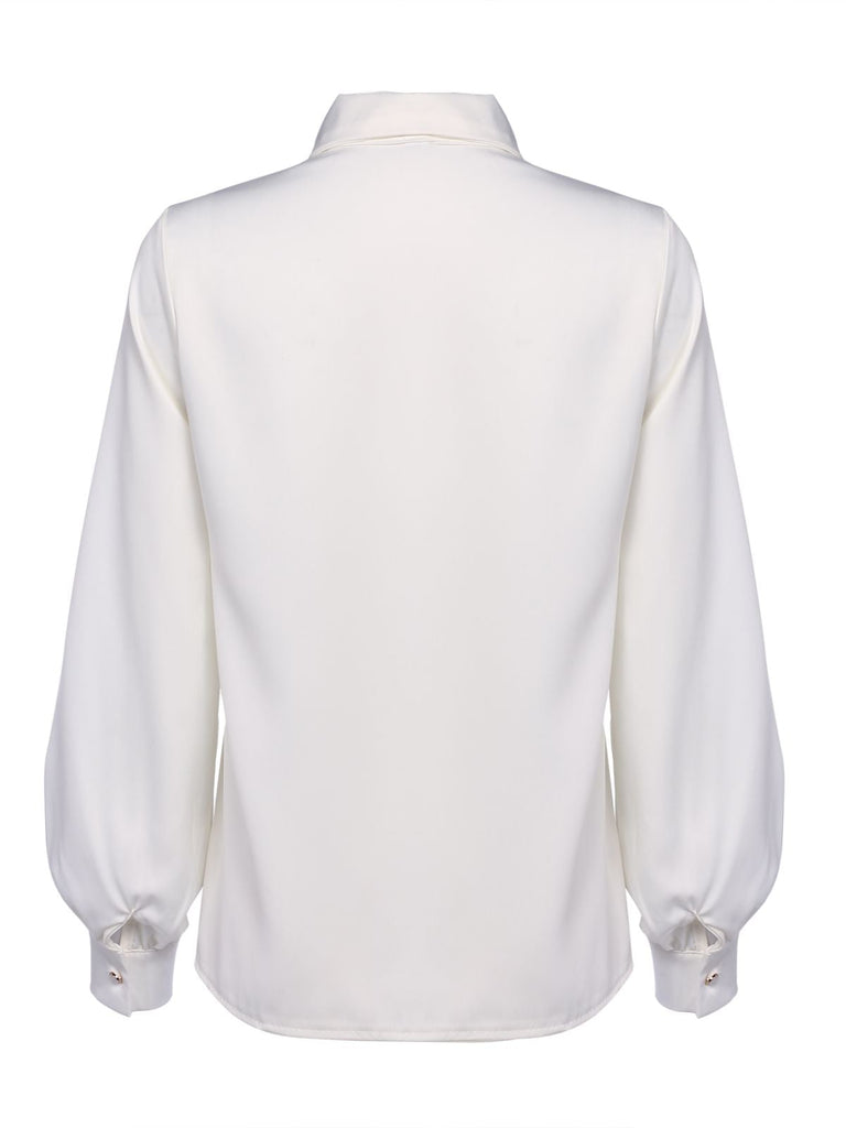 2PCS weiße feste Bluse & grauer Rock