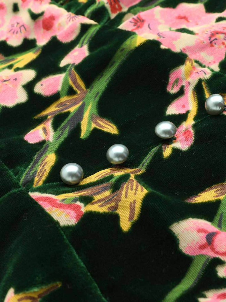 [Übergröße] Grün 1930er Samt Vintage Jumpsuit