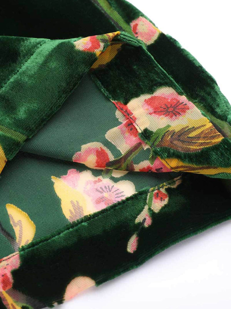 [Übergröße] Grün 1930er Samt Vintage Jumpsuit