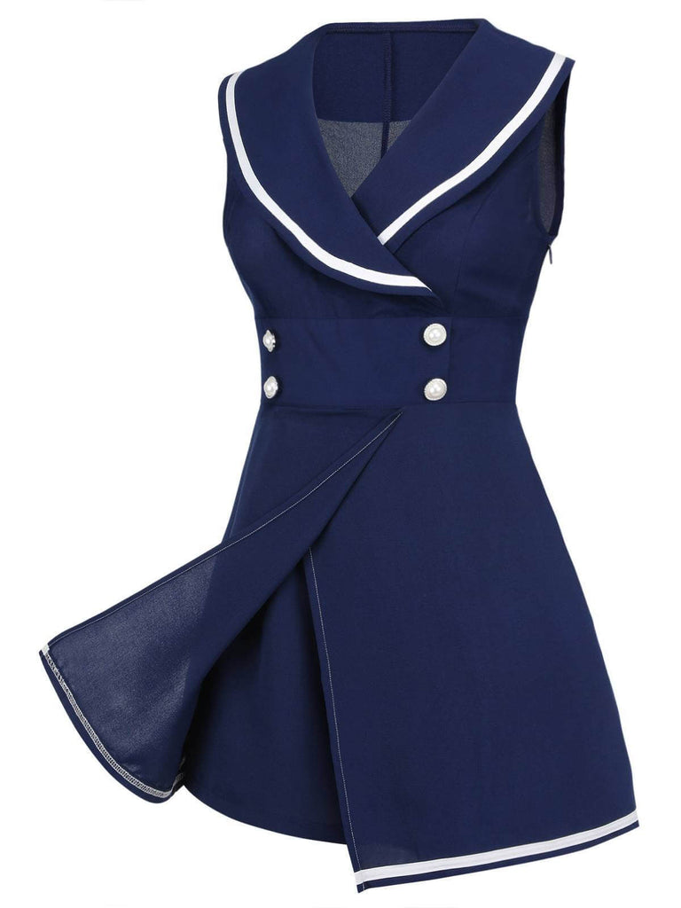 [Vorverkauf] Marineblau 1950er Matrosen-Kragen Romper