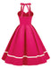 1950ER SOLIDES HALBKRAGENAUSSCHNITT SWING KLEID