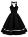 1950ER SOLIDES HALBKRAGENAUSSCHNITT SWING KLEID