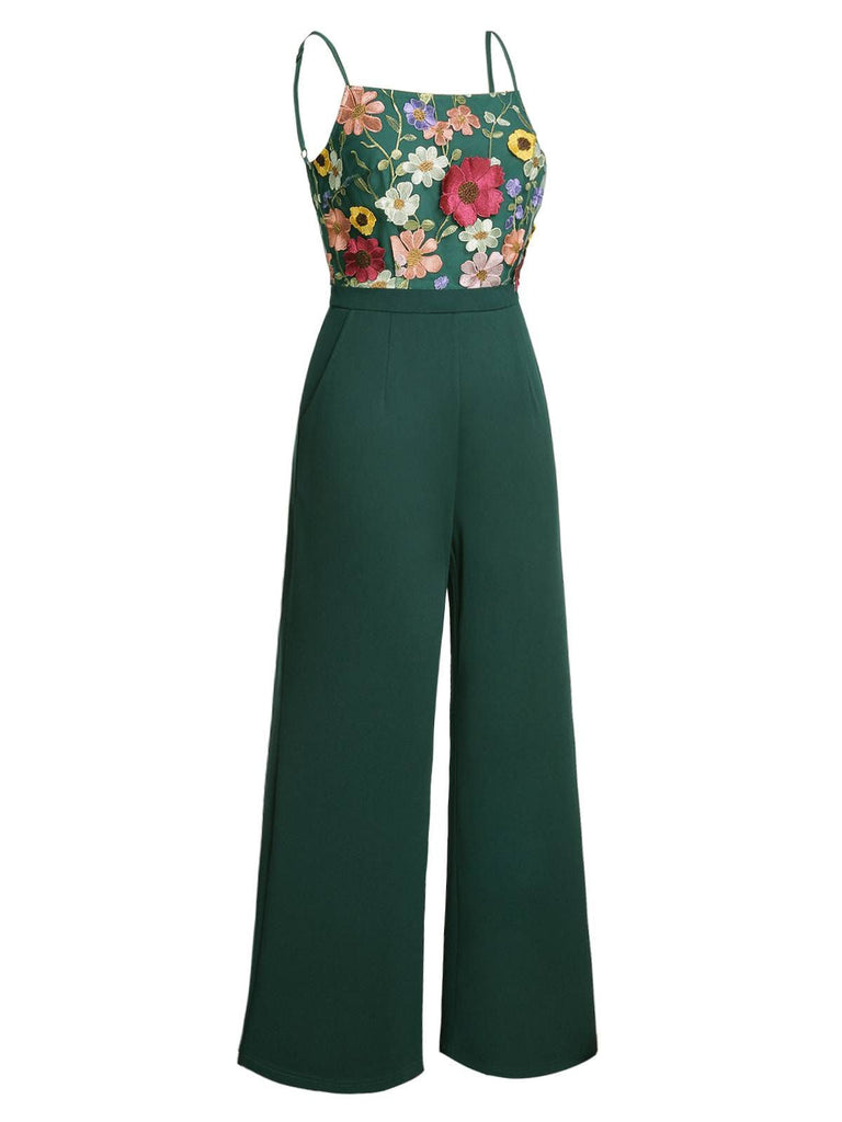 WEINROT PATCHWORK JUMPSUIT MIT BLUMEN-3D-RIEMEN
