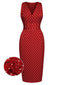 1960er Rot Gepunktetes Bleistiftkleid