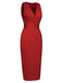 1960ER ROTE PUNKTE BLEISTIFTKLEID MIT V-AUSSCHNITT