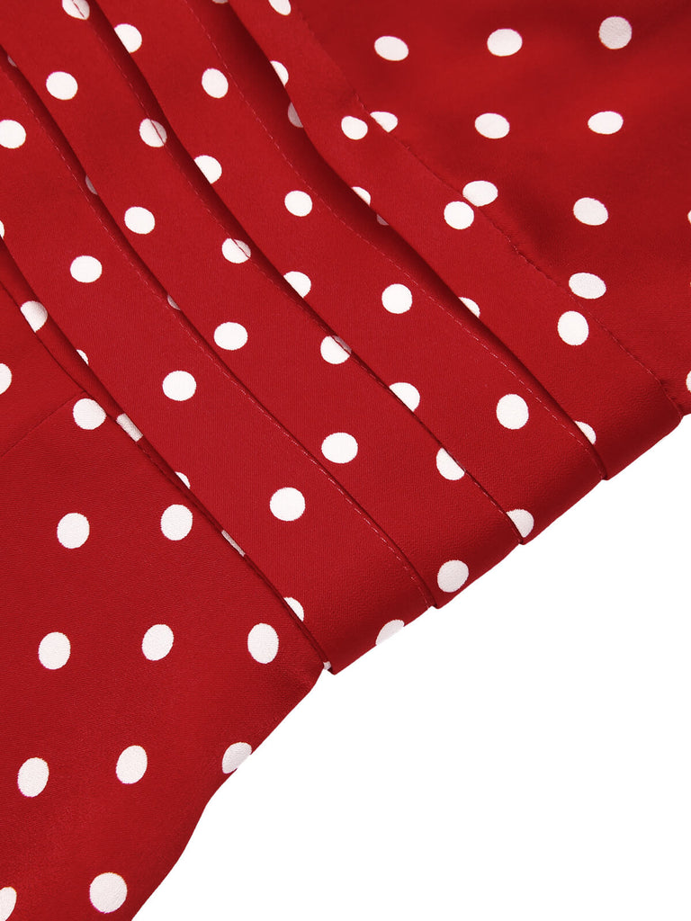 1960ER ROTE PUNKTE BLEISTIFTKLEID MIT V-AUSSCHNITT
