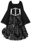 Schwarz 1950er Gothic Spinnen Netz Swing Kleid