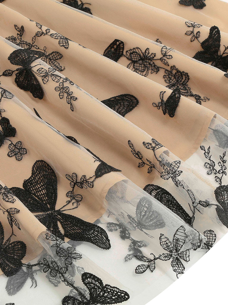 1950ER PATCHWORK STICKEREI Schmetterlings SWING KLEID