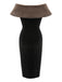 2PCS Schwarz 1960er Solide Kleid & Plüsch Kap