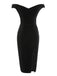 2PCS Schwarz 1960er Solide Kleid & Plüsch Kap