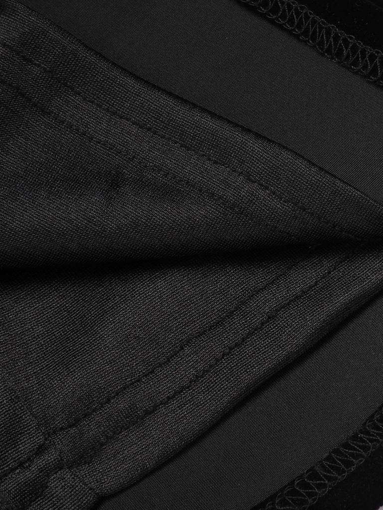 2PCS Schwarz 1960er Solide Kleid & Plüsch Kap