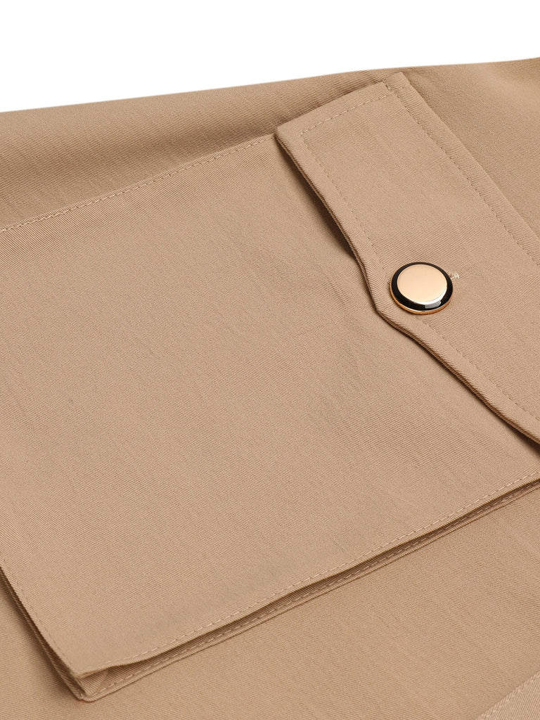 KHAKI GROßEN TASCHEN UND KNOPF ROCK