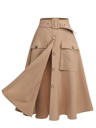 KHAKI GROßEN TASCHEN UND KNOPF ROCK